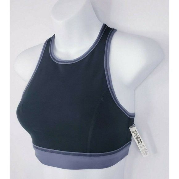 Victoria's Secret PINK Grey Black Reversible Unlined Sports Bra Size XS NWT - Picture 7 of 11